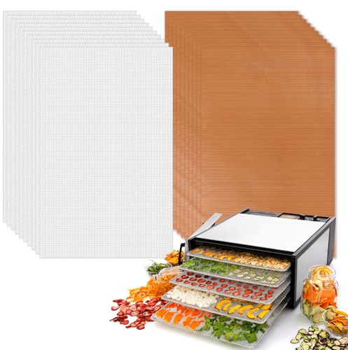 Forbabe 20pcs Dörrfolie für Dörrautomat 27x17cm-Silikon & Teflon Dehydrator | 10 Silikon Mesh Dörrfolie 10 Teflon Dehydrator Blätter Lebensmittel Dehydrator Matten Antihaft Dampfmatten für Obsttrockner