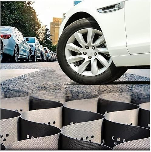 Rejilla de estabilización de grava de polietileno de alta densidad de 5 cm de grosor para plataforma de estacionamiento y patio, estabilizador de suelo duradero para superficies pavimentadas y caminos