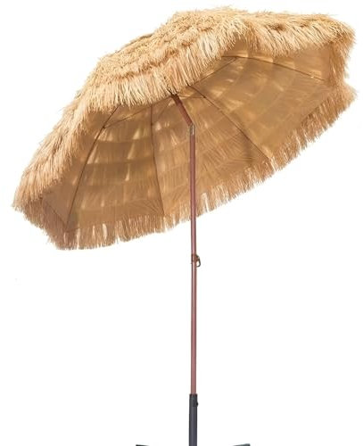 HAOKKV Sombrilla De Paja 180 Cm/200 Cm/240 Cm Con Inclinación Y Ventilación Superior, Sombrilla Hawaiana Portátil Para Jardín, Patio, Balcón Y Piscina(180cm/5.9ft)