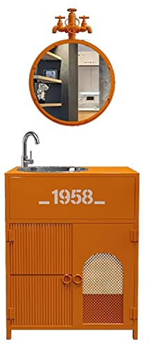 Lavandino Industriale, mobiletto da Bagno in Stile Loft in Ferro battuto, lavabo retrò e mobiletto per Bar, KTV, Cyber Café (G) (O)