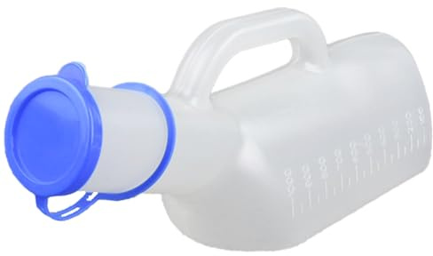 Urinal für Herren, 1000 ml, tragbare Urinflasche mit Deckel, ergonomischer Griff, klare Skala, kein Verschütten, leicht, langlebig, für Senioren, Nachtgebrauch, Hygienelösung