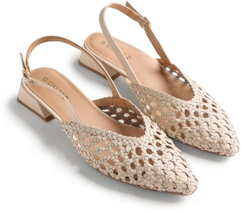 Gioseppo KIPILI - Sandalias de Tacón Estilo Salones Destalonados de Piel Trenzada para Mujer, Cierre Ajustable en Tobillo y Planta Acolchada, Tacón Tipo Bloque, Color Off-White, Talla 38