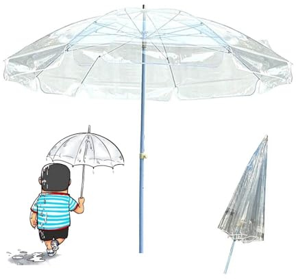 ZYXQQJ Parasol De Jardin Transparent 220cm Grand Parasol De Table Hauteur Réglable Grand Parapluie Imperméable pour Balcon Marché Terrasse