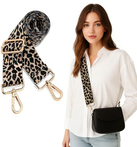 KEWUF Taschengurte zum Wechseln, Schultergurt für Taschen, Umhängegurt für Taschen, Verstellbarer Breiter Schultergurt, Tragegurt mit Leopardenmuster, für Damen Handtasche, Crossbody (Leopard Print)