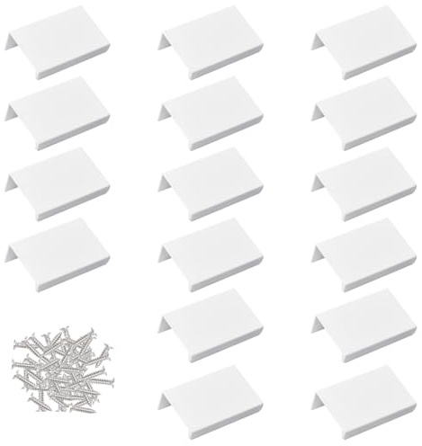 MOROBOR Mini dragonne blanche à vin, 16 pièces poignées de tiroir de style moderne, angle droit alliage d'aluminium boutons de placard invisibles pour tiroir de matériel d'armoire/50 mm