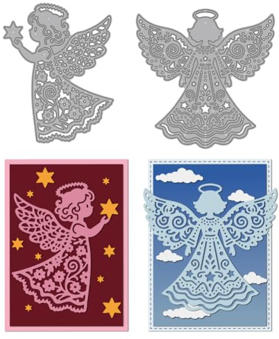 MAYJOYDIY Kleine Engel Metall Stanzformen Geflügelte Engel Stanzschablonen Mädchen Karbonstahl Prägevorlage Für DIY Scrapbooking Alben Dekorative Prägung Papierkartenherstellung