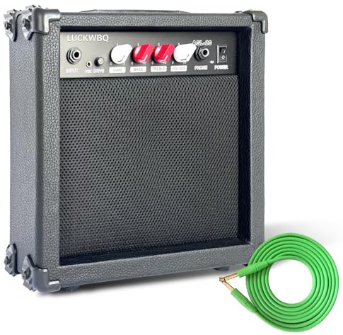 LUCKWBW Amplificatore per chitarra elettrica 20 Watt Amplificatore portatile con ingresso cuffie guadagno Powe incluso cavo professionale per la riduzione del rumore (nero)