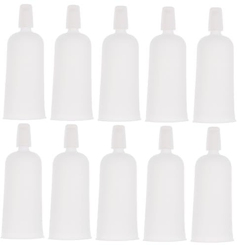 NOLITOY 50 Pezzi Tappi Contagocce in Tpe per Flaconi Ampolla da 10ml Bianco con Dosatore a Tromba per Oli Essenziali e Cosmetici Controllo Preciso Liquidi