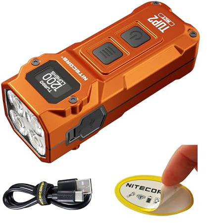 Nitecore TUP2 (Tup 2) 1200 Lumen wiederaufladbare Metall-Schlüsselanhänger-Taschenlampe – Mehrfarbige Temperatur (Warm/Neutral/Kühl), EDC-Licht, USB-C-Schnellladung, Digitalanzeige, leicht, mit