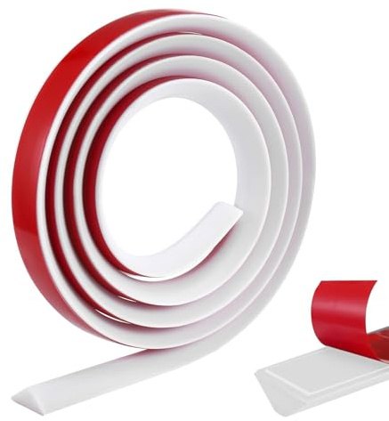 2m Self-Adhesive Silicone Wet Room Floor Barrier, Flexible Shower Threshold Water Dam Waterproof Seal Strip for Curbless Shower Kitchen Sink & Wet Dry Separation (White)