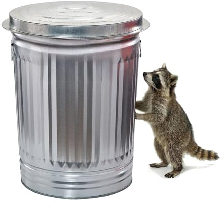 31 Gallon Galvanized Steel Trash Can with Lid - Heavy Duty Outdoor Metal Garbage Bin for Pet Food, Seed & Charcoal Storage - Rodent Proof, Weather Resistant & Rust Free