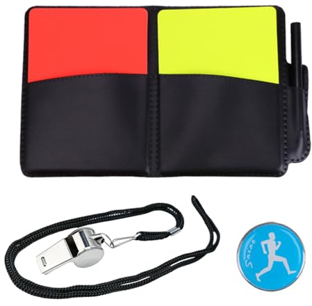 YIPFEN Kit Arbitro Professionale Set 3 Pezzi con Fischietto, Taccuino Segnapunti e Moneta per Sorteggio. Essenziale per Calcio, Basket, Pallavolo & Sport