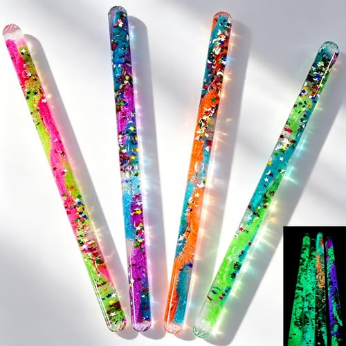 Quvanhqjzy 4 Stück Jumbo Spiral Zauberstab Glitzer Kinder, 30 cm Lang, Magischer Stab Leuchtende, Sensorik Fidget Spielzeug Leuchtstab, Magic Wand Mitgebsel Kindergeburtstag Zauberer Party