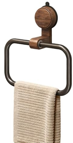 YPBEW Elegante portasciugamani in legno con base a ventosa per bagno porta asciugamani da bagno