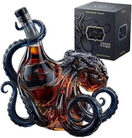 Decantador de Whisky 350ml Diseño Pulpo 3D, Botella de Vidrio Hecha a Mano, Adorno Decorativo Ideal como Regalo para Amantes del Whisky