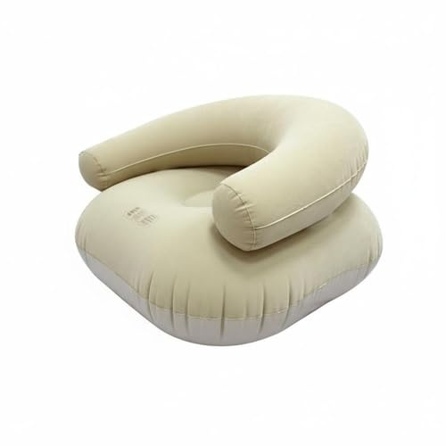 RNXRZANK Aufblasbares Sofa Aufblasbare Couch Luftsofa Luftliege mit Ergonomischer U Rückenstütze Und Armauflagen Hautfreundlich Beflockt aus Verdicktem PVC für, Khaki, OPP-Beutel