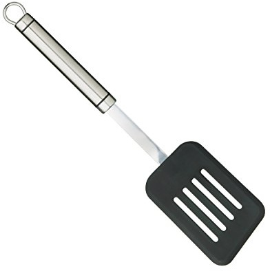 KitchenCraft Oval Handled Stainless Steel Slotted Turner, Heat Resistant Cooking Kitchen Utensil, Ideal for Eggs, Burgers or Pancakes, Spatula for Non-Stick Cookware, Dishwasher Safe, 31cm