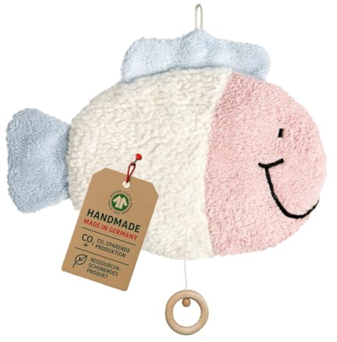 Efie Bio - Spieluhr Fisch - kontrolliert biologischer Anbau (organic) - Made in Germany - GOTS zertifiziert – nachhaltig - Melodie (LaLeLu)