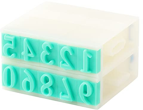 Sourcingmap 1 Set Detachable Number Stamp, Rubber Head 10 Digits Arabic Numerals Stamps Combination Block Stamp, Green