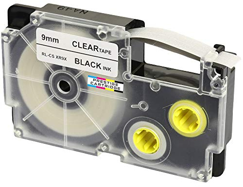Schriftband-Kassette XR-9X XR-9X1 schwarz auf farblos (9mm x 8m) kompatibel für Casio KL-60 70E 100 100E 120 200 200E 300 750 780 820 2000 7000 7200 7400 8100 8200 P1000 C500 CW-L300