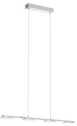 EGLO LED Pendelleuchte Cartama, 4 flammige Hängelampe modern | Hängeleuchte aus Metall und Kunststoff, Esstischlampe in Chrom, Klar, Satiniert, Wohnzimmerlampe hängend, runde LEDs warmweiß