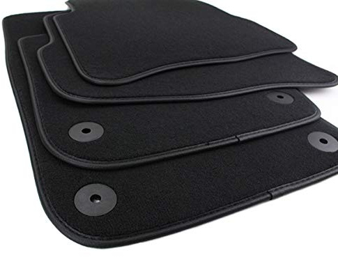 Fußmatten Velours Kompatibel mit Passat 3C B6 B7 CC ab 2005-2014 Automatten | Neue Passgenaue Autoteppiche in Premium Qualität Textil Befestigung Oval Automatten Schwarz robust & perfekt passend 4tlg.