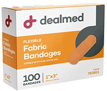 Dealmed Sterile Flexible Fabric Adhesive Bandages – 1x3 Inch – 100/Box - Breathable First Aid Strip Pack - Soft Stretch Wound Patch for Medical, Emergency Kits & Clinic