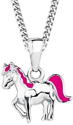 Prinzessin Lillifee Kinder-Kette mit Anhänger Pferd emailliert 925 Silber rhodiniert Emaille 38 cm - 2018177, Pink, Einheitsgröße
