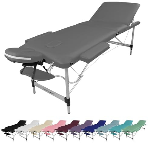 Vivezen - Table de Massage Pliante 3 Zones en Aluminium + Accessoires et Housse de Transport - Plusieurs Coloris