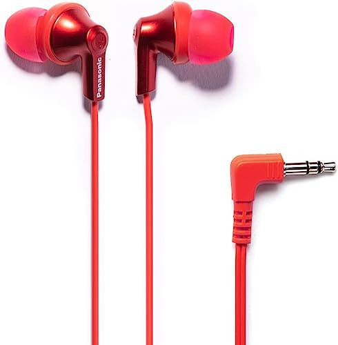 Panasonic ErgoFit Kabelgebundene Ohrhörer, RP-HJE120-RA, Bequeme Passform, In-Ear-Kopfhörer mit klarem, dynamischem Sound, Metallic-Rot