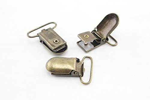 25 mm Metall rechteckige Schnuller-Hosenträger-Clips für elastische Gurte, Taschen, Eisen, 18 Stück pro Loch, Anti-Messing AC80