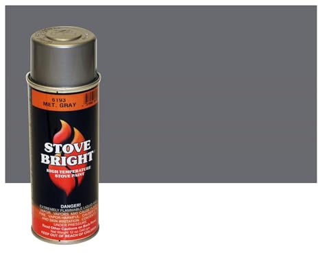 Stove Bright High Temp Spray Paint, Satin, Up To 1200 Degrees, 12 Ounce (Pack of 1), 6193 - Metallic Gray