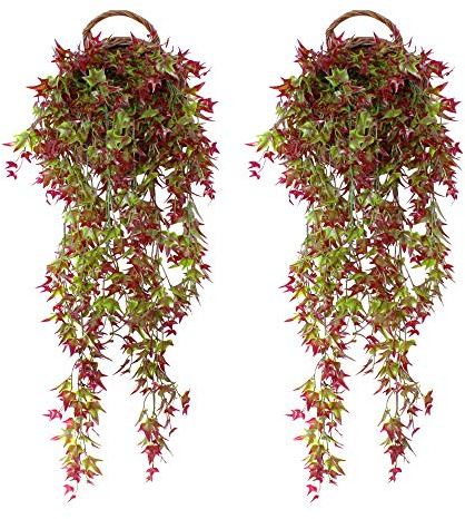 duisoad FUJIE 2 Stück Künstliche Hängepflanze Künstliche Ivy Vine Künstliche Pflanzen Kunststoff Hängende Kunstpflanzen für Garten Wand Dekoration