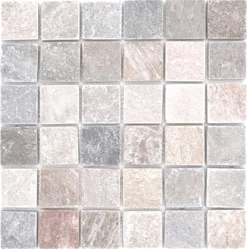 MOS36-0204 Mosaïque en pierre naturelle, en quartzite, beige, gris, pour mur, sol, douche, mur de cuisine