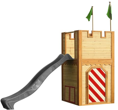AXI Spielhaus Arthur mit Grauer Rutsche | Spielschloss aus FSC Holz für Kinder | Spielturm für den Garten