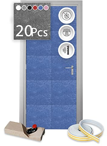 Arrowzoom Blue Single Side - 20 Pieces Acoustic Insulation Soundproofing Panels 12 x 12in for Door Kit Installation Recording Studio Podcast Live House Bars Sound Absorbing Tiles Man Cave SD1184