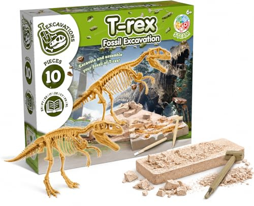 Science4you T Rex Fossil Digging Kit for Kids - T Rex Dinosaurs s, Excavate and Assemble 10 Pieces, Digging Kit for Kids + Dino Toys, Games, Gifts for 6+ Year Old Boys and Girls