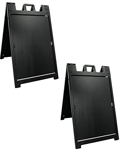 Black 2-Pack of Plasticade Signicade Deluxe A-Frame Sidewalk Curb Sign Portable Folding Double-Sided Display with Quick-Change System