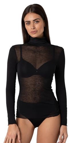 Lovable Pull à Manches Longues avec col Montant et Finitions Invisibles - Modal et Cachemire Stretch - Respirant, Chaud et Doux - Tricot pour Femme