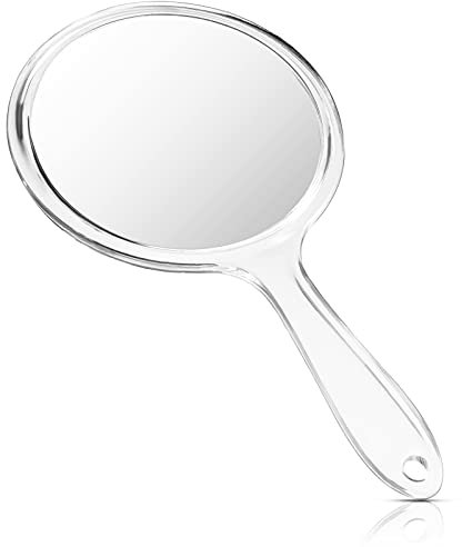 Jetec Handspiegel mit Griff Doppelseitiger Handspiegel 1X/3X Vergrößerung Spiegel Kosmetikspiegel Schminkspiegel Mehrzweck Spiegel Runde Form für Tägliche Make-up Damen (Transparent)