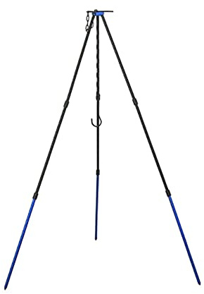 TopHomer 1Pcs Blue Camping Tripod, Portable Outdoor Cooking Tripod with Adjustable Hang Chain for Campfire Picnic Hanging Pot Grill Stand Mini Lightweight Aluminum Cookware Accessory