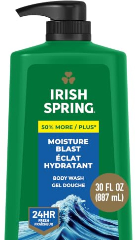 Irish Spring Mens Body Wash, Moisture Blast Body Wash for Men, Feel Fresh All Day, 30 Oz Pump Bottle