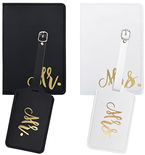 4 Stück Kofferanhänger aus Kunstleder Gepäckanhänger für Kreuzfahrten robuste wasserfeste Reisepasshülle Passport Hülle Reisegepäckanhänger für Hochzeit Party Geschenke Kreuzfahrt oder Flugreisen