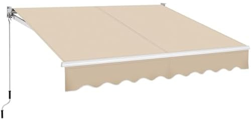 Yaheetech Tenda da Sole a Bracci Estensibili Avvolgibile Impermeabile da Esterno Balcone con Manovella Resistente ai Raggi UV Manuale per Porta e Finestra Angolazione Regolabile 250 x 200 cm Beige