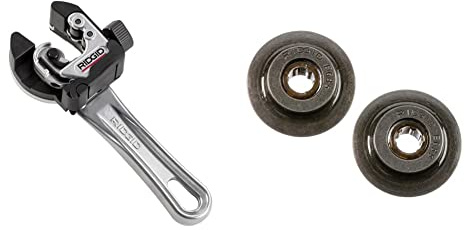 RIDGID 32573 Modell 118 2-in-1 Mini-Rohrabchneider mit AUTOFEED und Ratschengriff für beengte Arbeitsbereiche, Rohrabschneider von 6 mm bis 28 mm & 29973 Rollen 35S