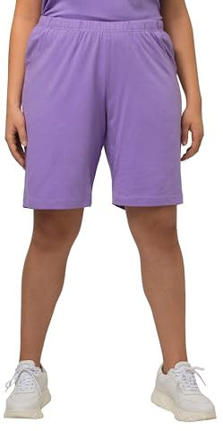 Ulla Popken Jersey-Shorts, Taschen, Elastischer Bund Bermudas, Lila Azul, 36W x 32L para Mujer