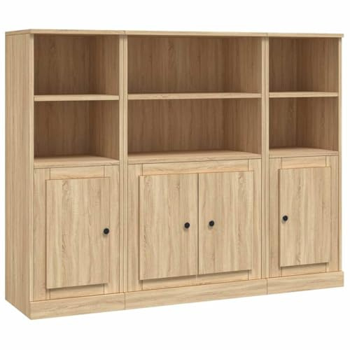 vidaXL Aparador Alto 3 Piezas Madera contrachapada Roble Sonoma