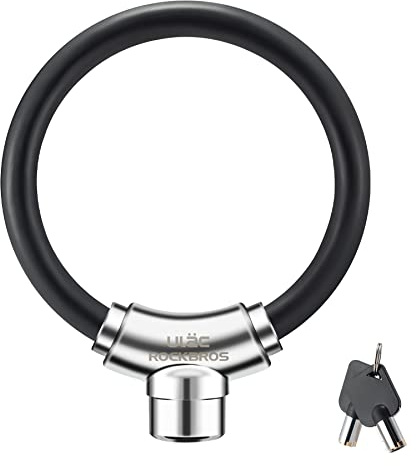 ROCKBROS Anti-Theft Bike Cable Lock, Black, Portable, Key Lock, Rustproof