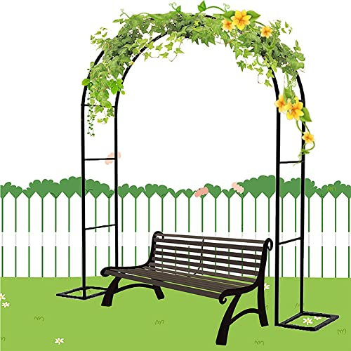 Arco da Giardino in Metallo,Arco per Rose per Piante Rampicanti,Resistente Padiglione da Giardino,Traliccio,Pergolati alle Intemperie E Autoportante,con Base,Facile da Montare,Nero,W3.5M*H2.2M