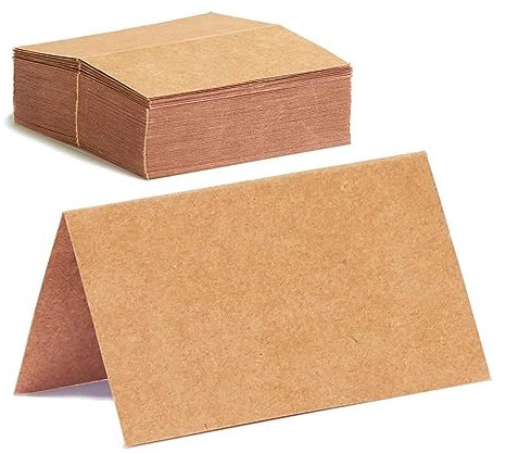Brown Wood Place Card with Memo Clip - 30pcs 9x10cm Kraft Table Cards for Wedding Decoration